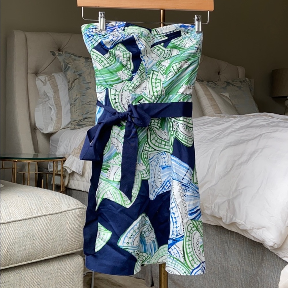 Anthropologie blue and green a-line dress